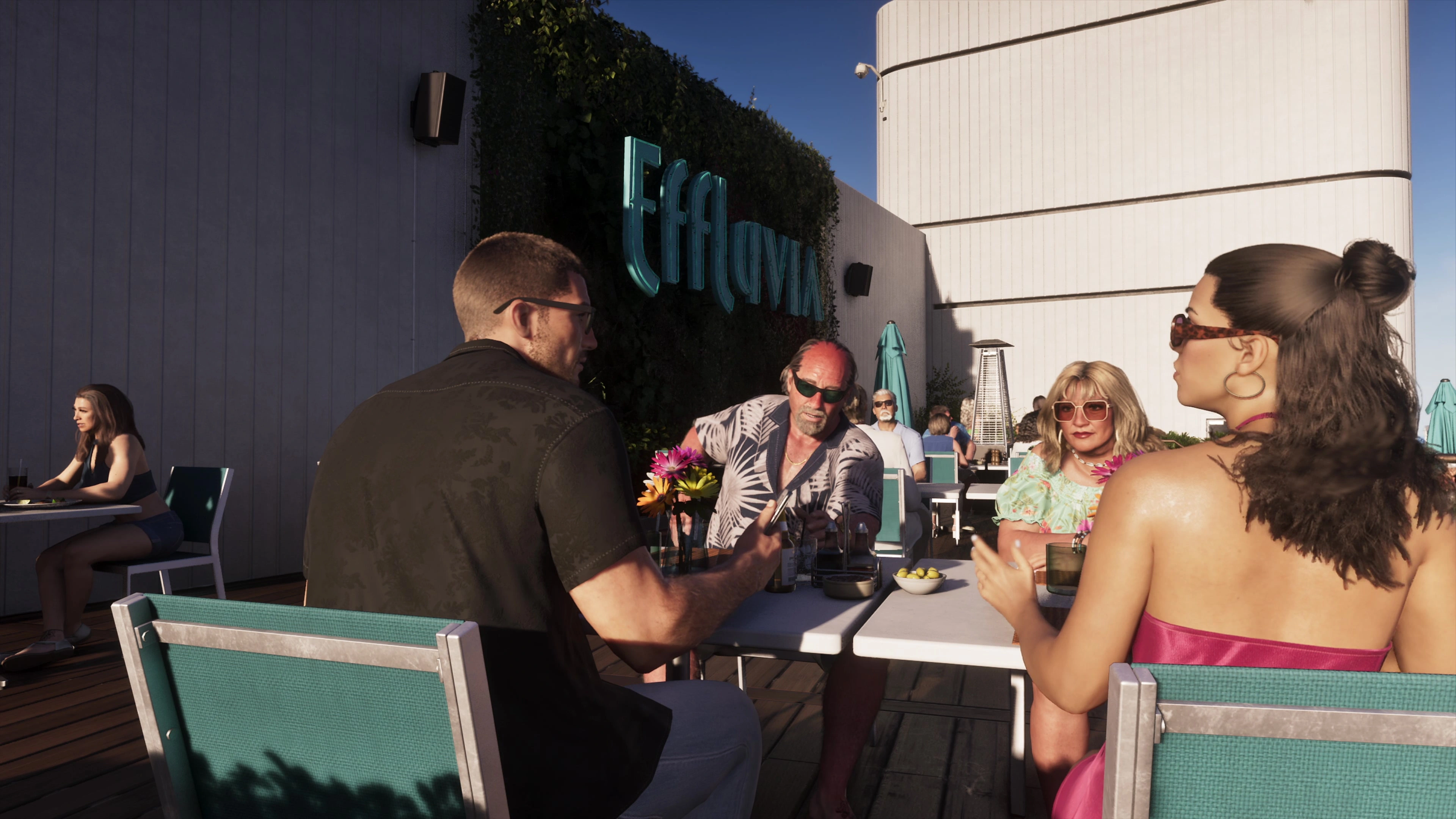 The name Effluvium and this commercial setting appear in official footage.